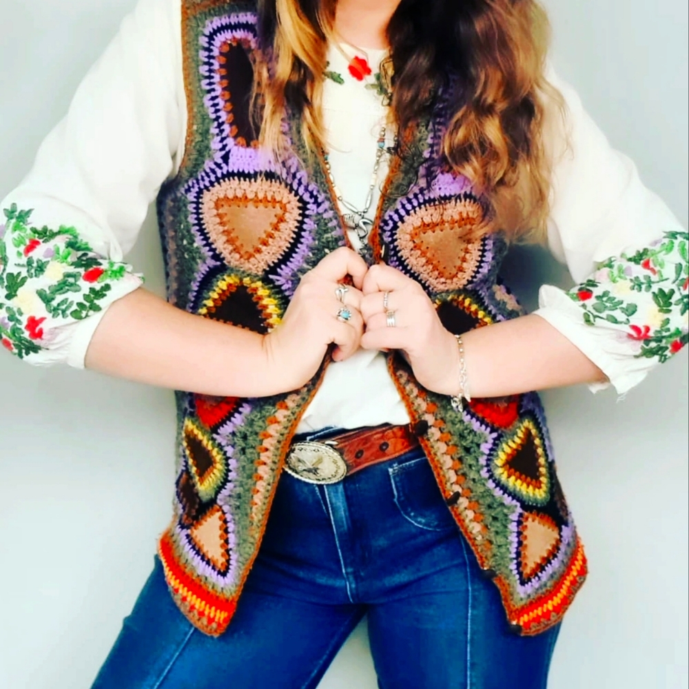 Vintage 70s patchwork vest - Picture 1 of 2